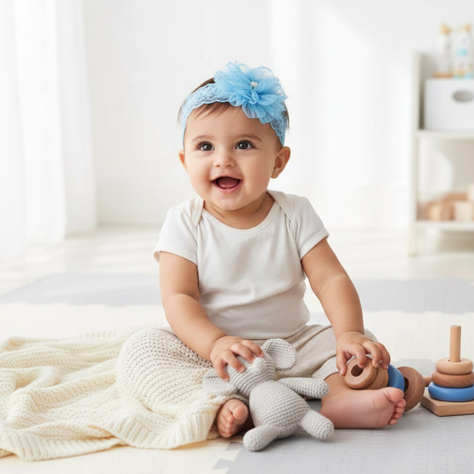 Pastel Tulle Flower Headband for Girls- Elegant Hair Accessory