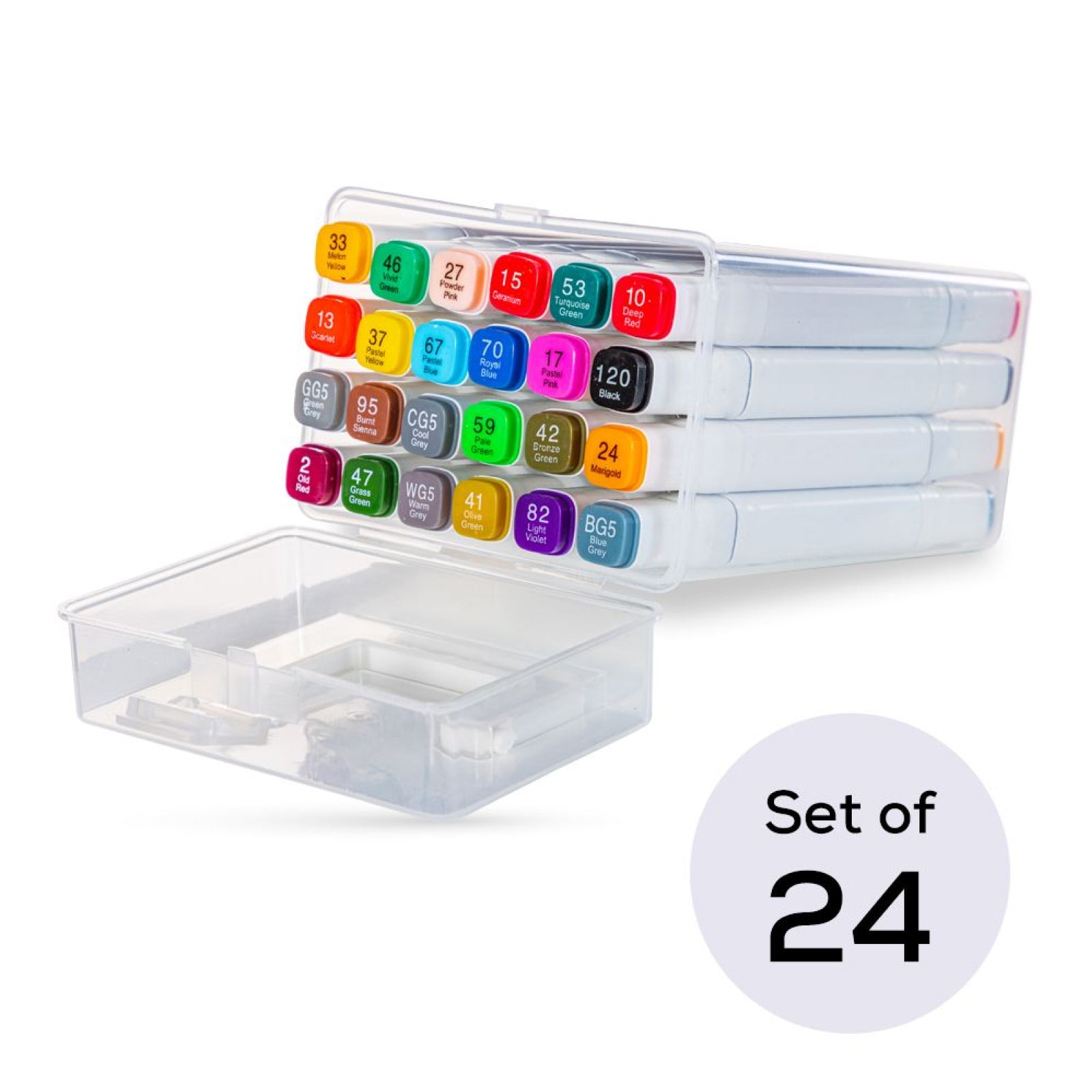 Double Sided Art Marker Pens Set of 24 - Dual Tip Sketch Pens for Drawing