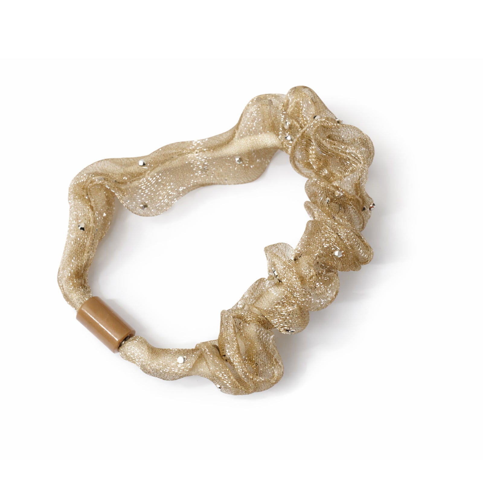 Beige textured Glitter Mesh