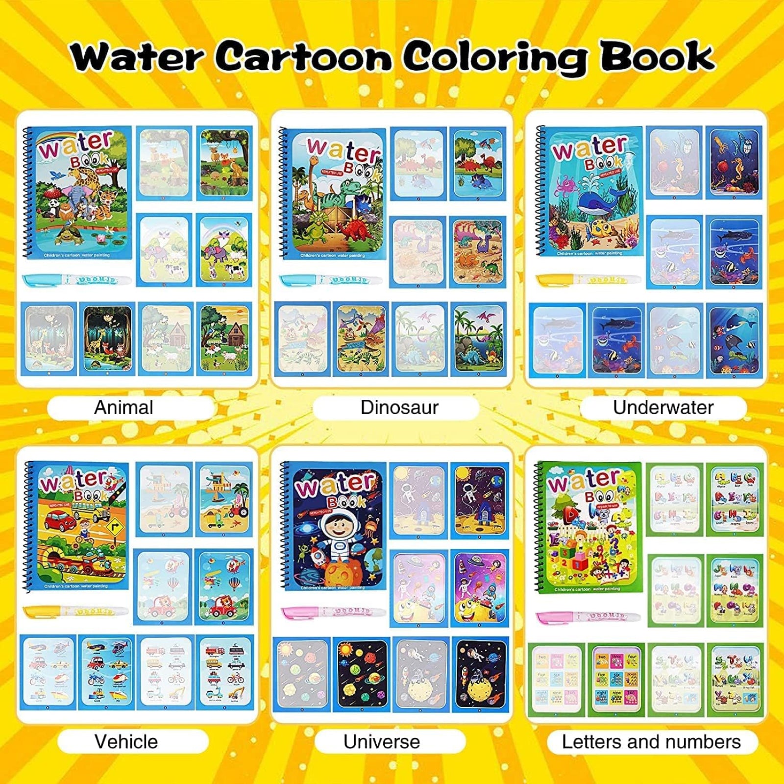 Magic Water Doodle Book - Reusable Coloring Book for Kids