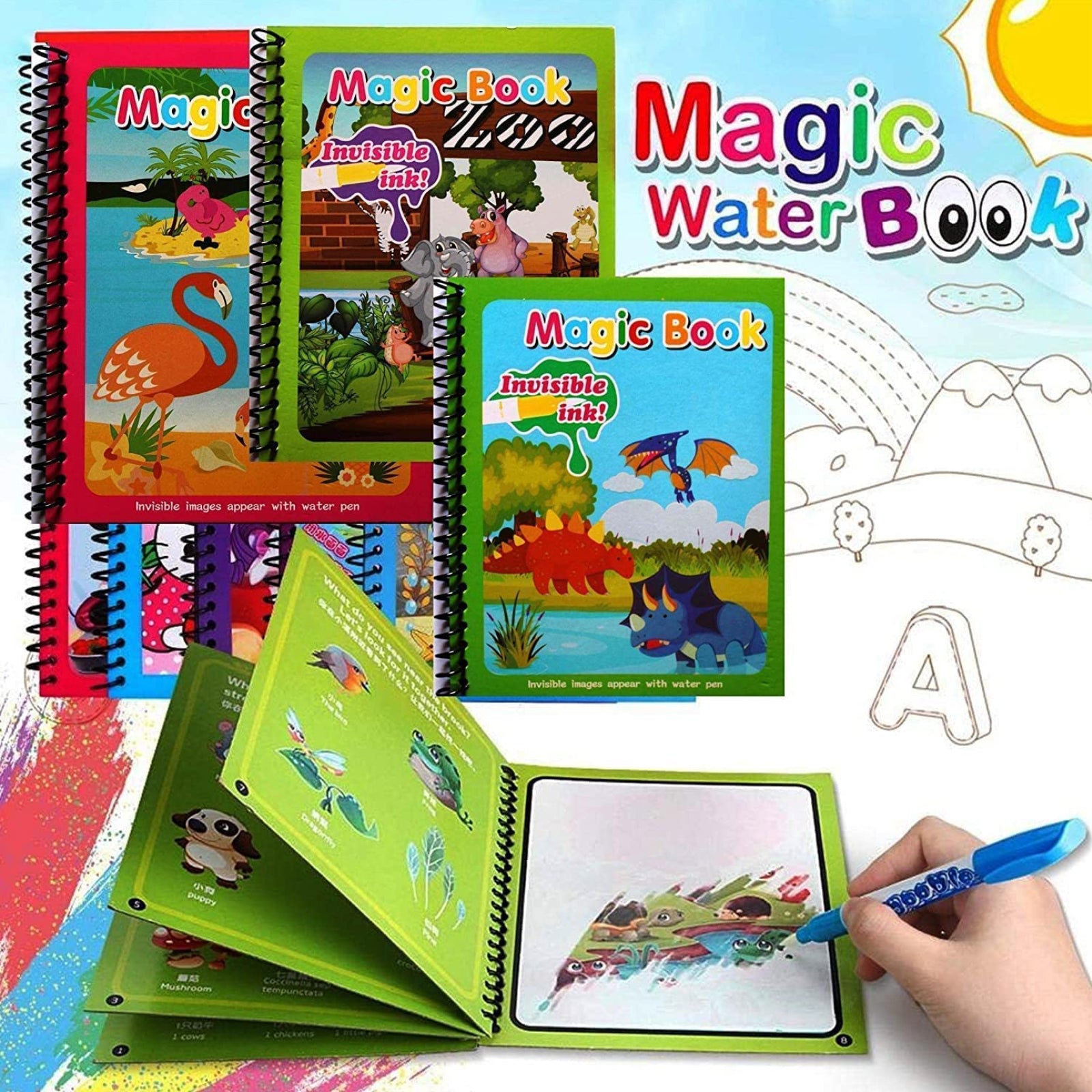 Magic Water Doodle Book - Reusable Coloring Book for Kids