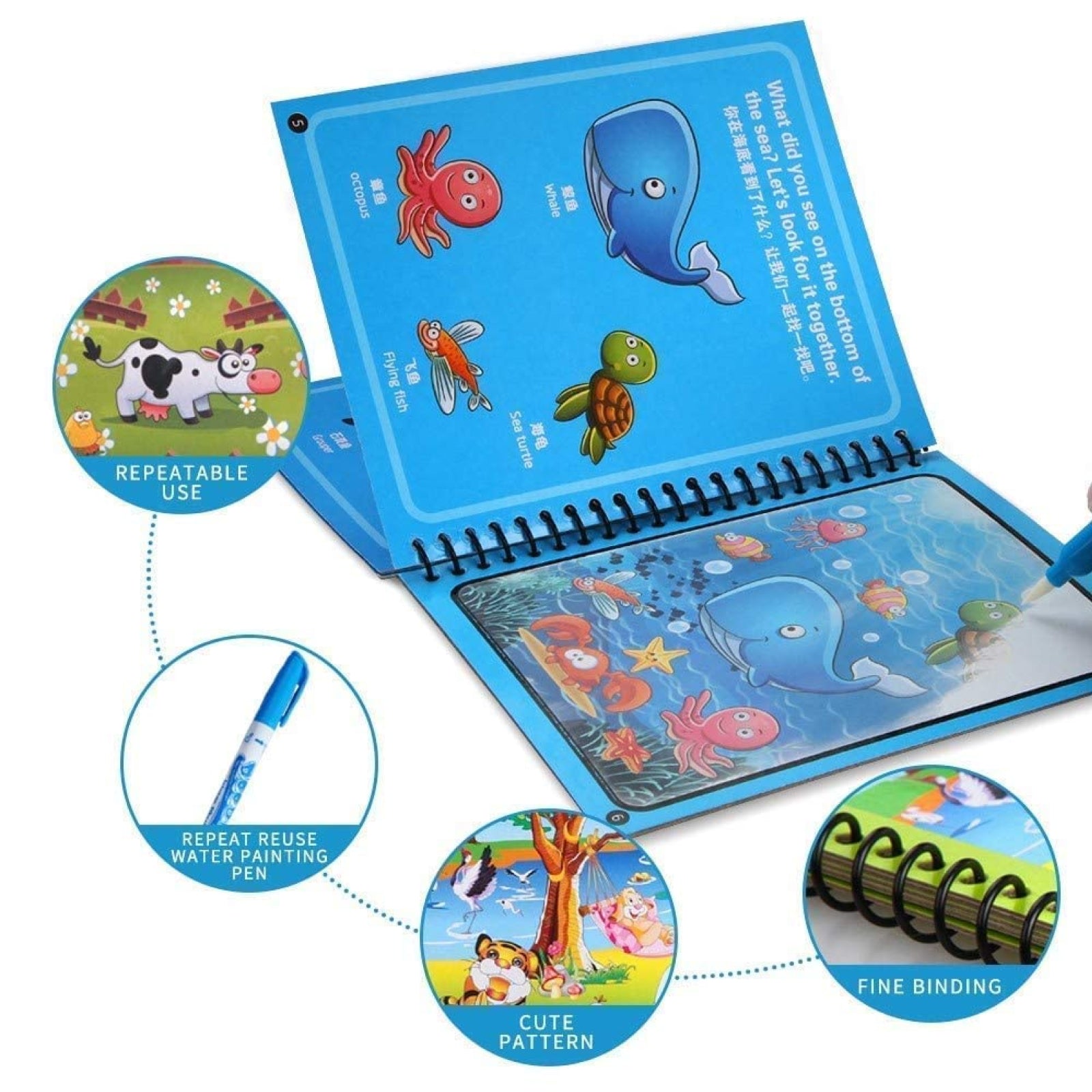Magic Water Doodle Book - Reusable Coloring Book for Kids