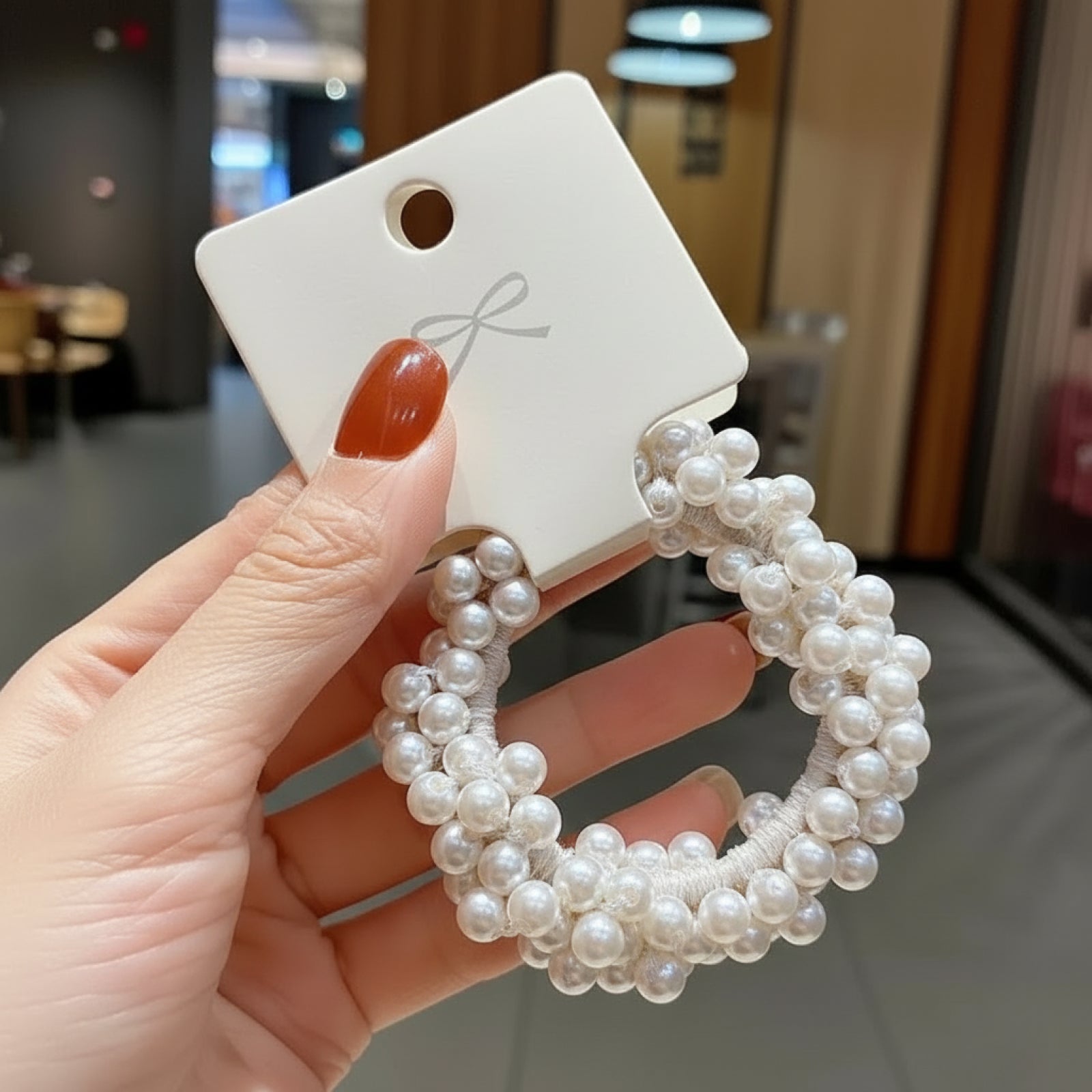 Pearl Hair Scrunchies for Girls - White Weave Hair Ties Pack of 3