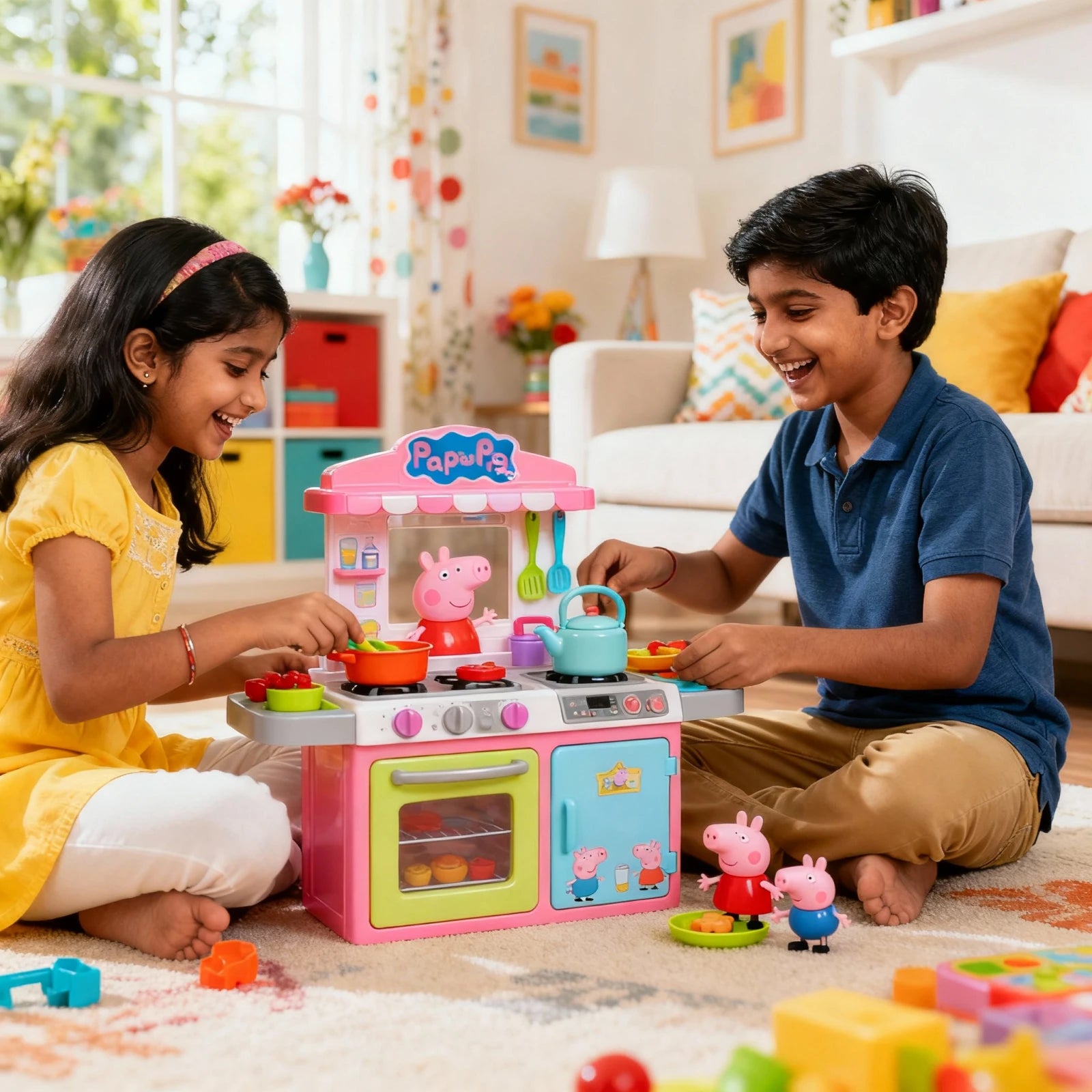 Peppa Pig Kitchen Playset with Accessories - Kids Pretend Play Toy Set