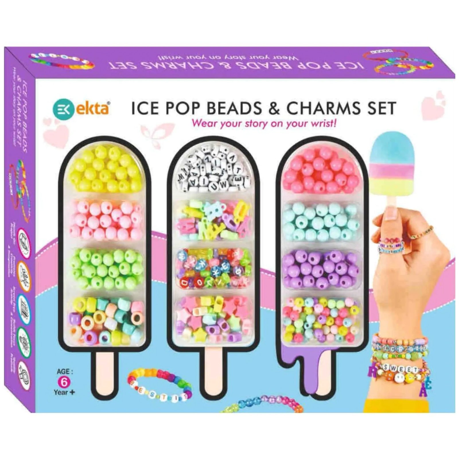 Ice Pop Beads & Charms DIY Jewellery Making Kit for Kids Age 6+