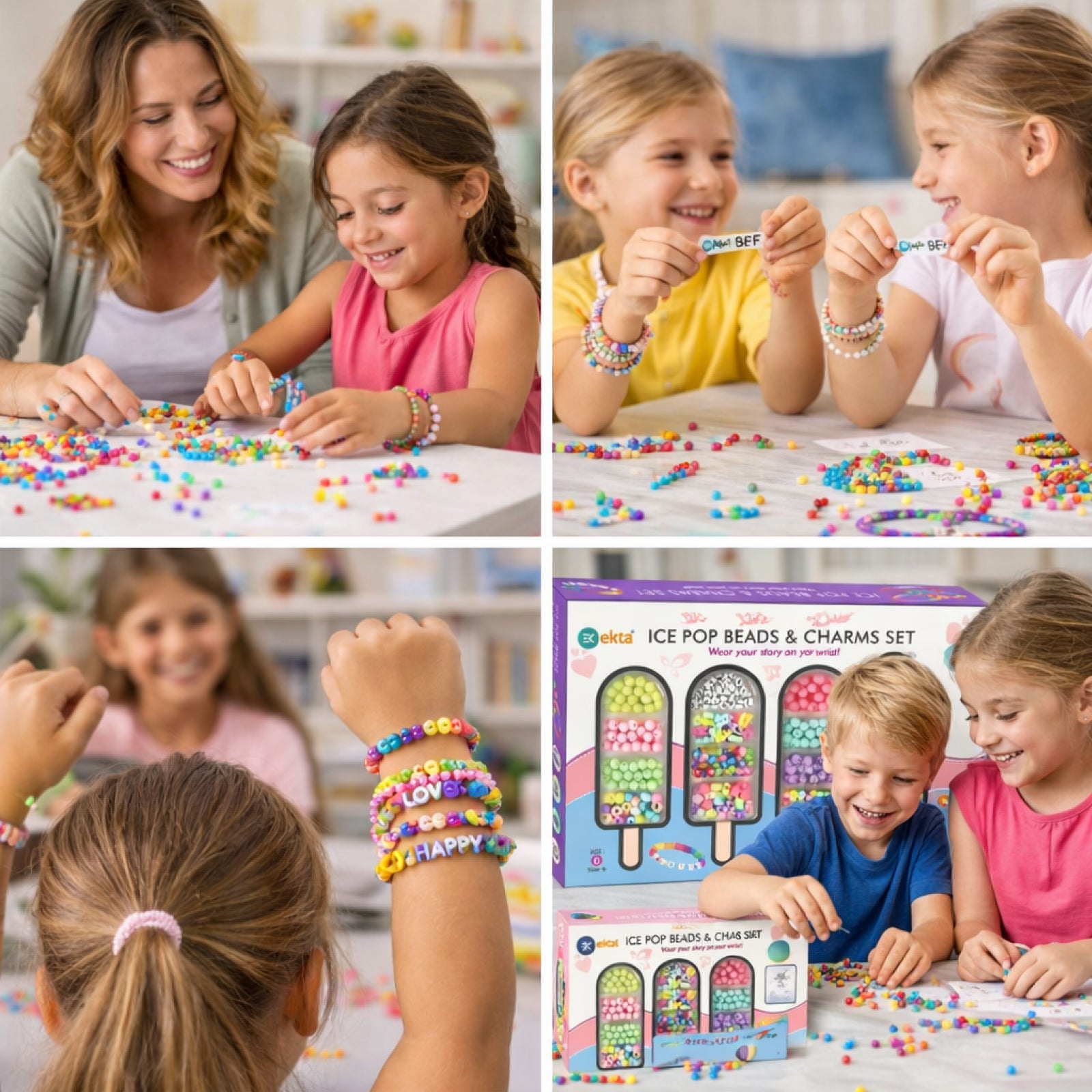 Ice Pop Beads & Charms DIY Jewellery Making Kit for Kids Age 6+