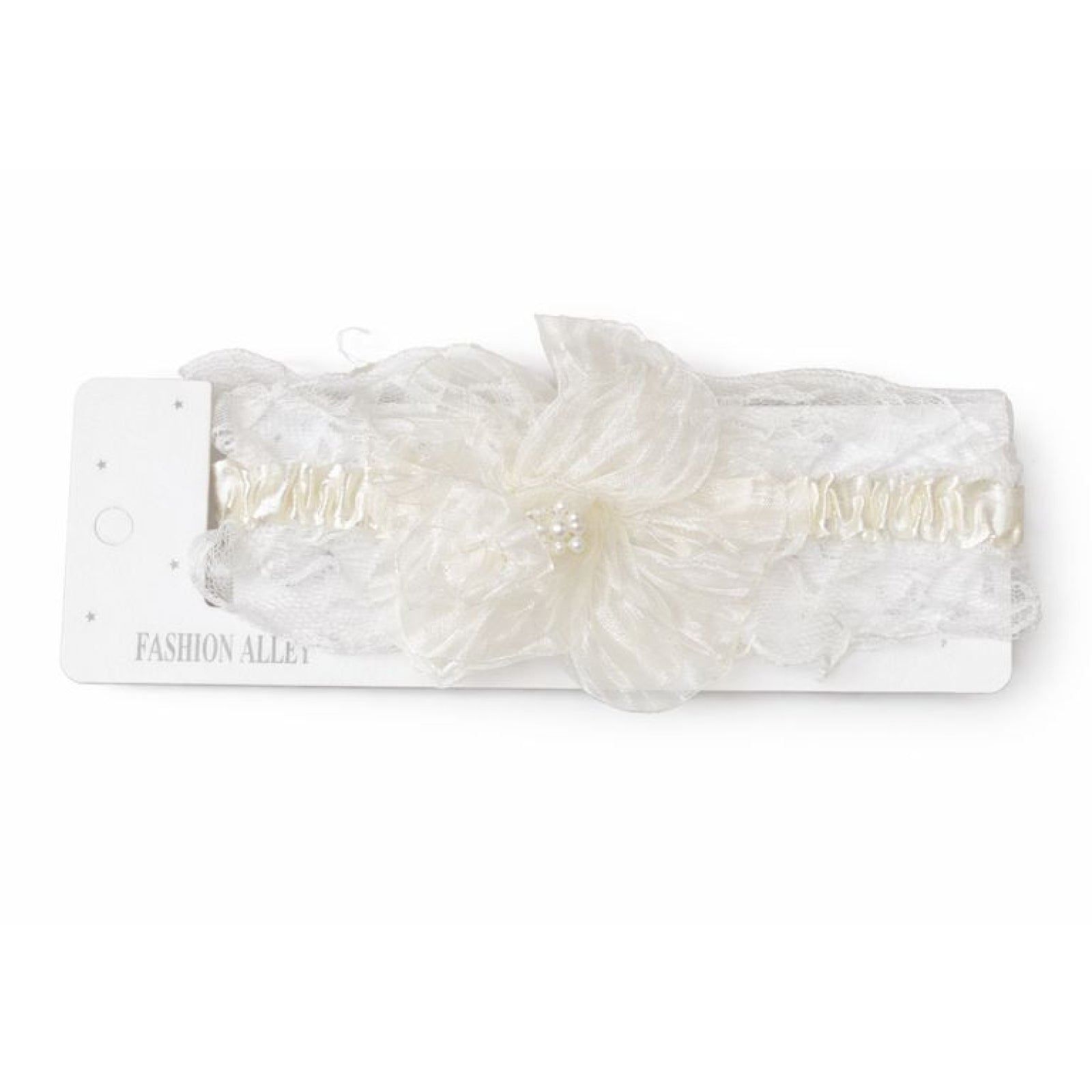 White headband with floral design on a white background