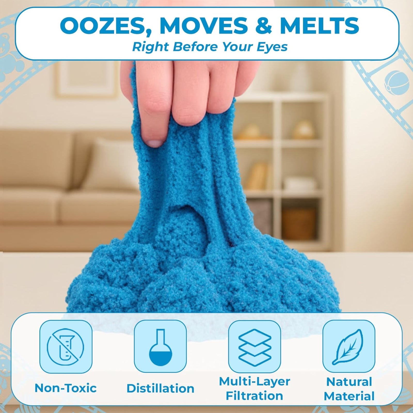 Wonder Sand 500g for Kids - Non-Sticky Blue Kinetic Sand with Mould