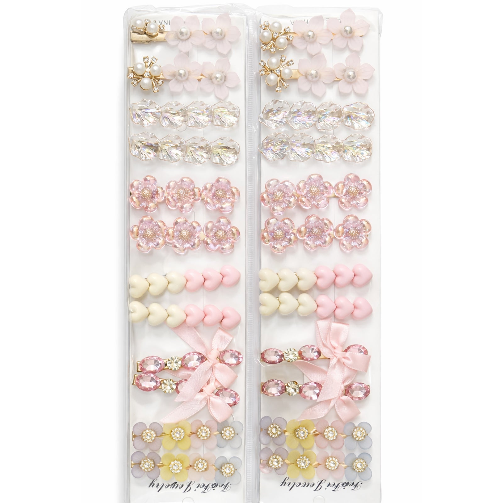 Premium 12 Pcs Kids Floral & Bow Hair Clip Set | Pastel Accessories